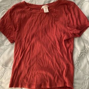 Rusty orange fitted tee rubbed